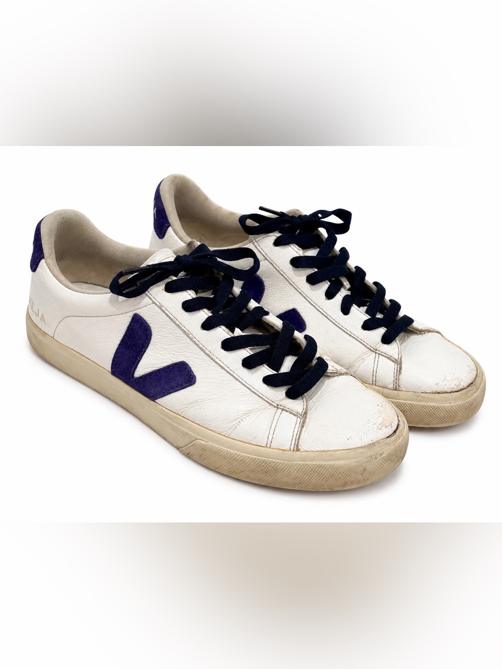 Veja Esplar Leather Sneakers White Purple Navy Men’s Size 12 Distressed